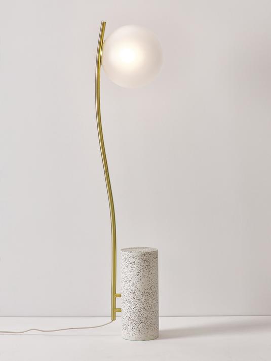 Golvlampa - Vit/Guld