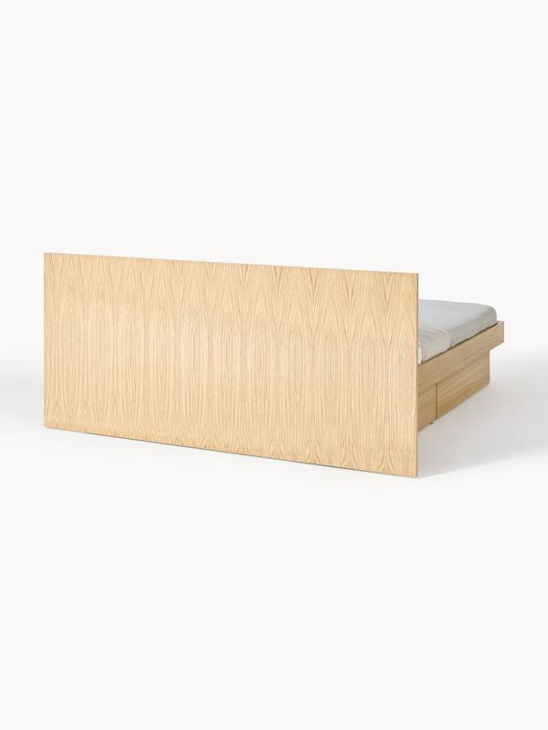 Trä sängram med förvaringsutrymme och sänggavel, B 180 x L 200 cm