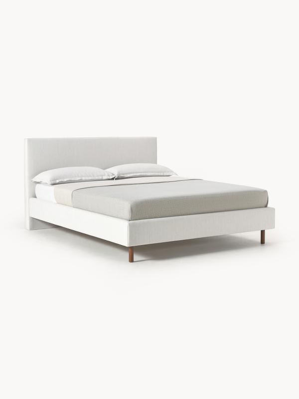 Stoppad sängram med träfötter, med sänggavel B 200 x L 200 cm