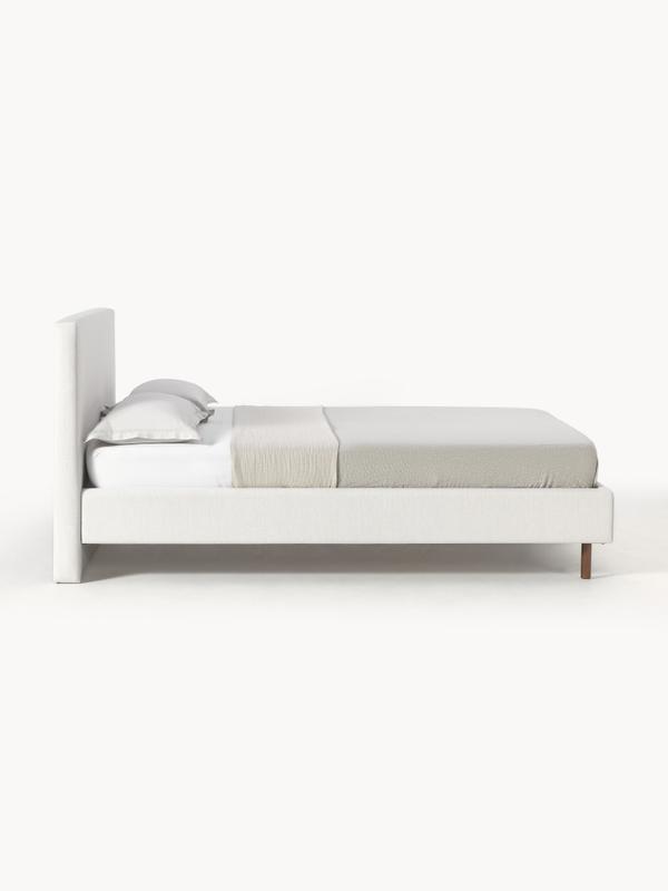 Stoppad sängram med träfötter, med sänggavel B 200 x L 200 cm