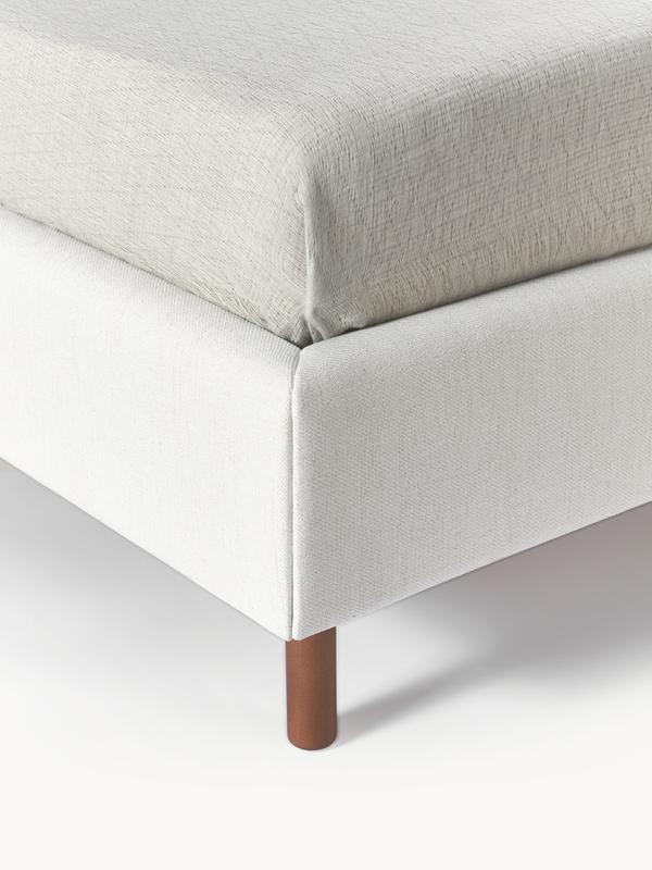 Stoppad sängram med träfötter, med sänggavel B 200 x L 200 cm