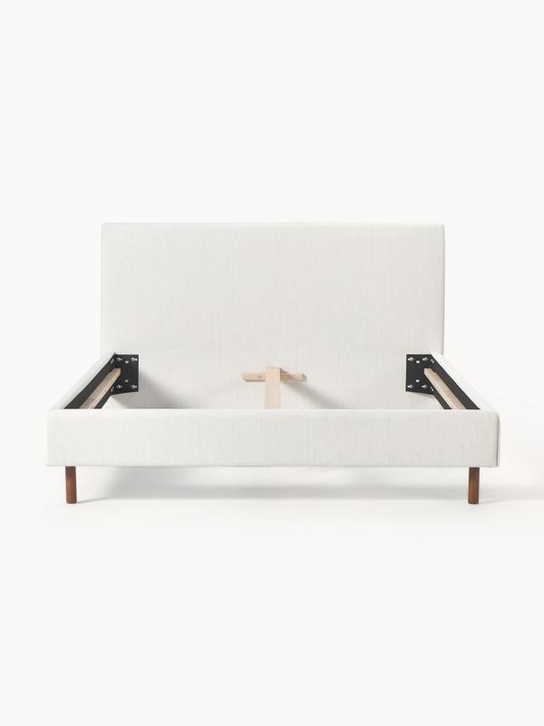 Stoppad sängram med träfötter, med sänggavel B 200 x L 200 cm