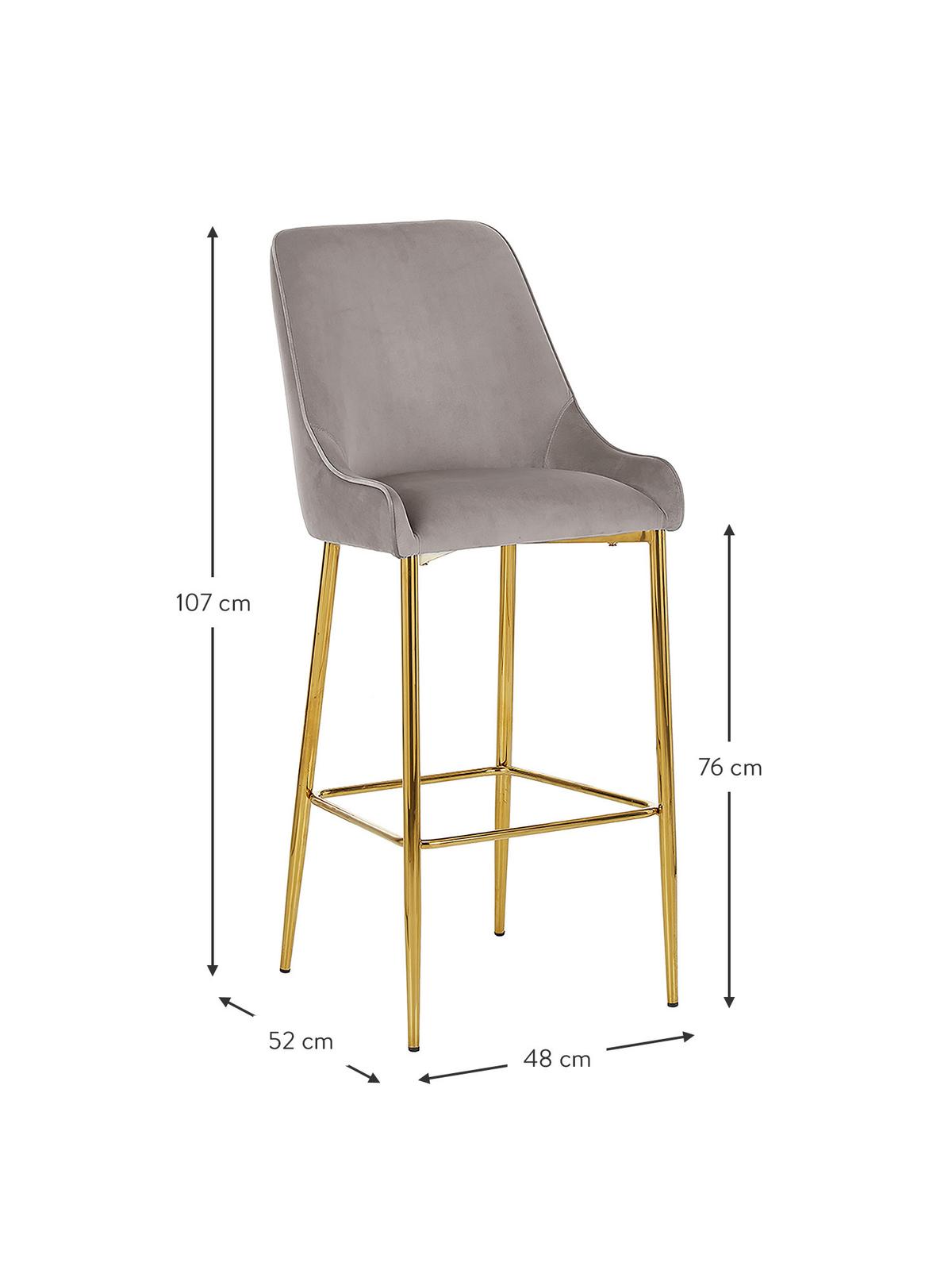 Sammetsbarstol, B 48 x H 107 cm