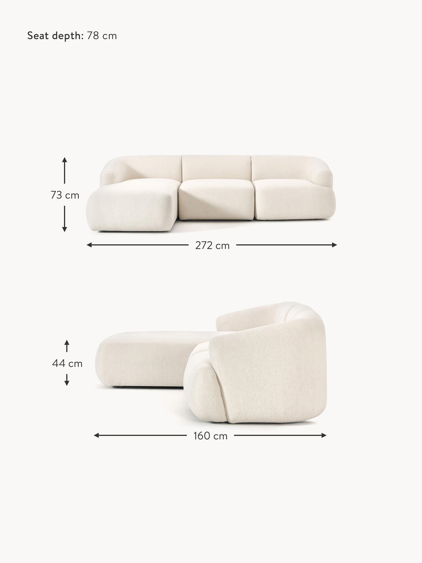 Modulär hörnsoffa (3-sits), hörnsektion till vänster