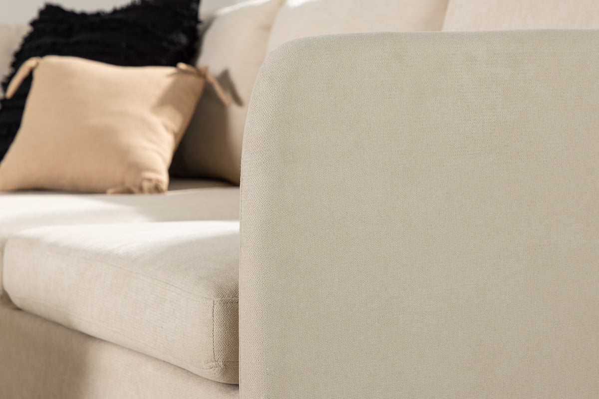 Zero Corner Sofa - Woodlook / Beige Fabric