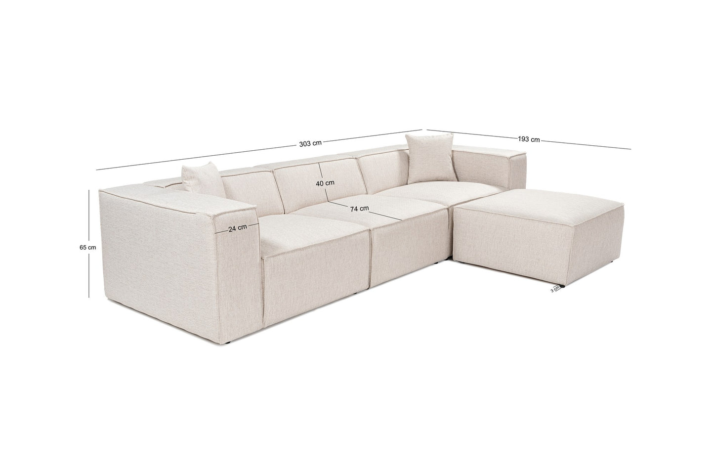 Lora (L1-O1-1R-POUFFE ) hörnsoffa