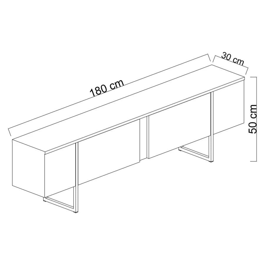 Luxe TV-bord - Valnötsmelamin och svart metall (180x30)