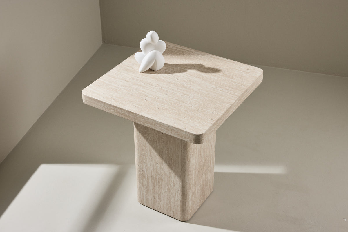 Qvart Soffbord 50x50x56 cm - Travertinlook