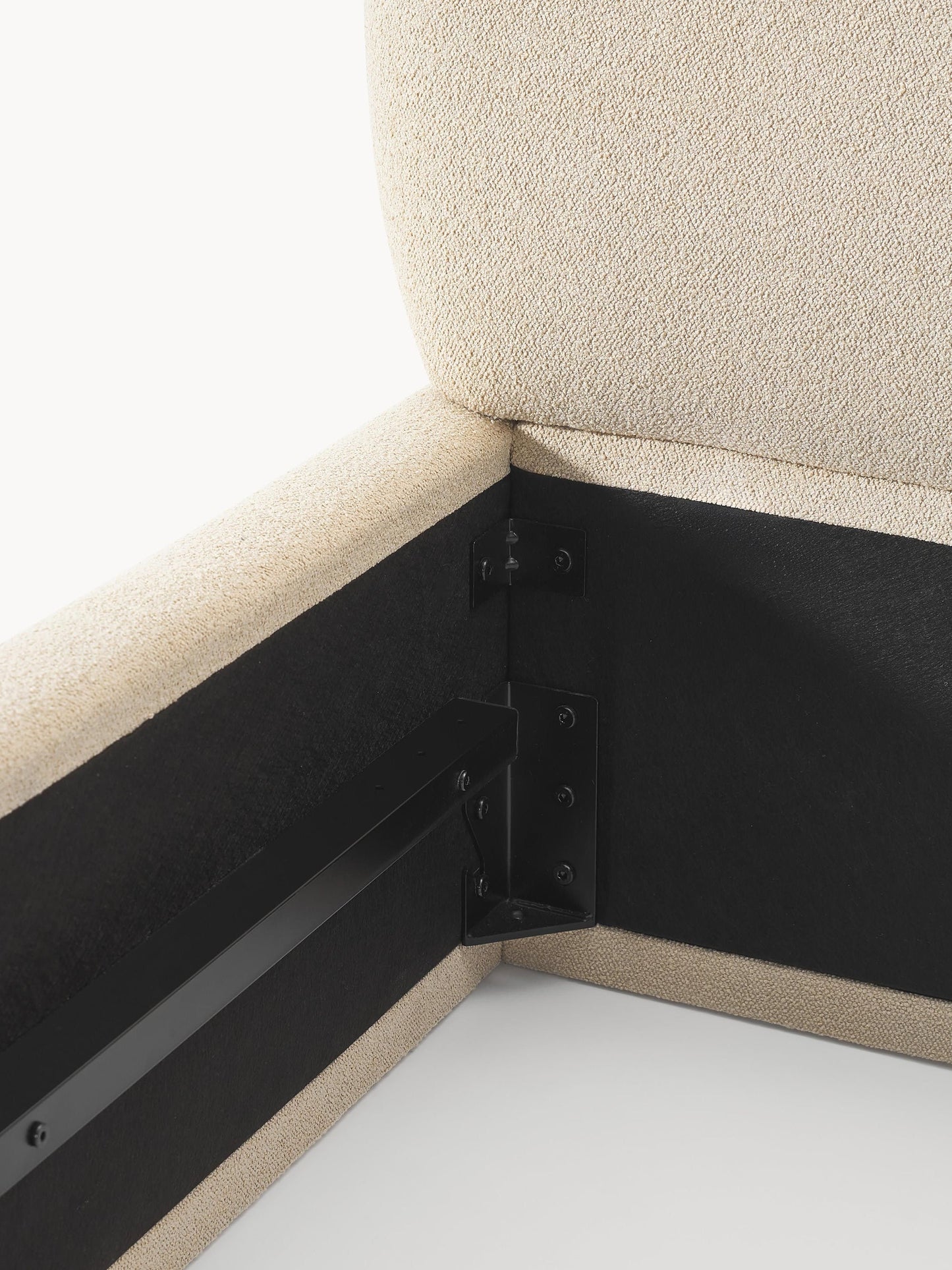 Bouclé stoppad sängram med sänggavel Alba med rundade hörn, B 180 x L 200 cm