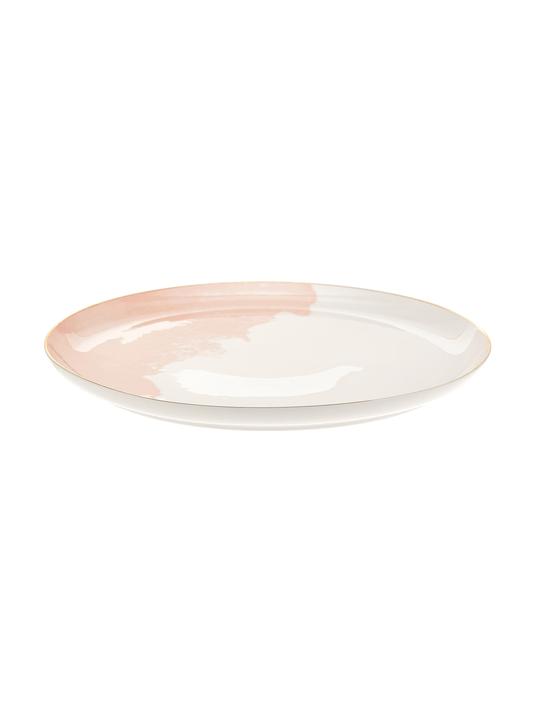 Set av 2 Tallrikar i porslin - Gräddvit/Rosa/Guld