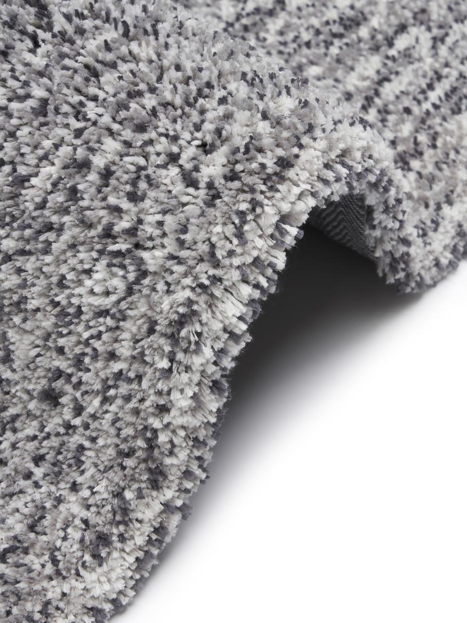 160x230 Fluffig melerad matta med hög lugg - Grå