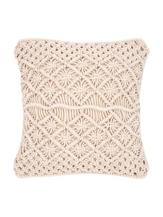 45x45 Kuddfodral med macrame mönster - Ecru