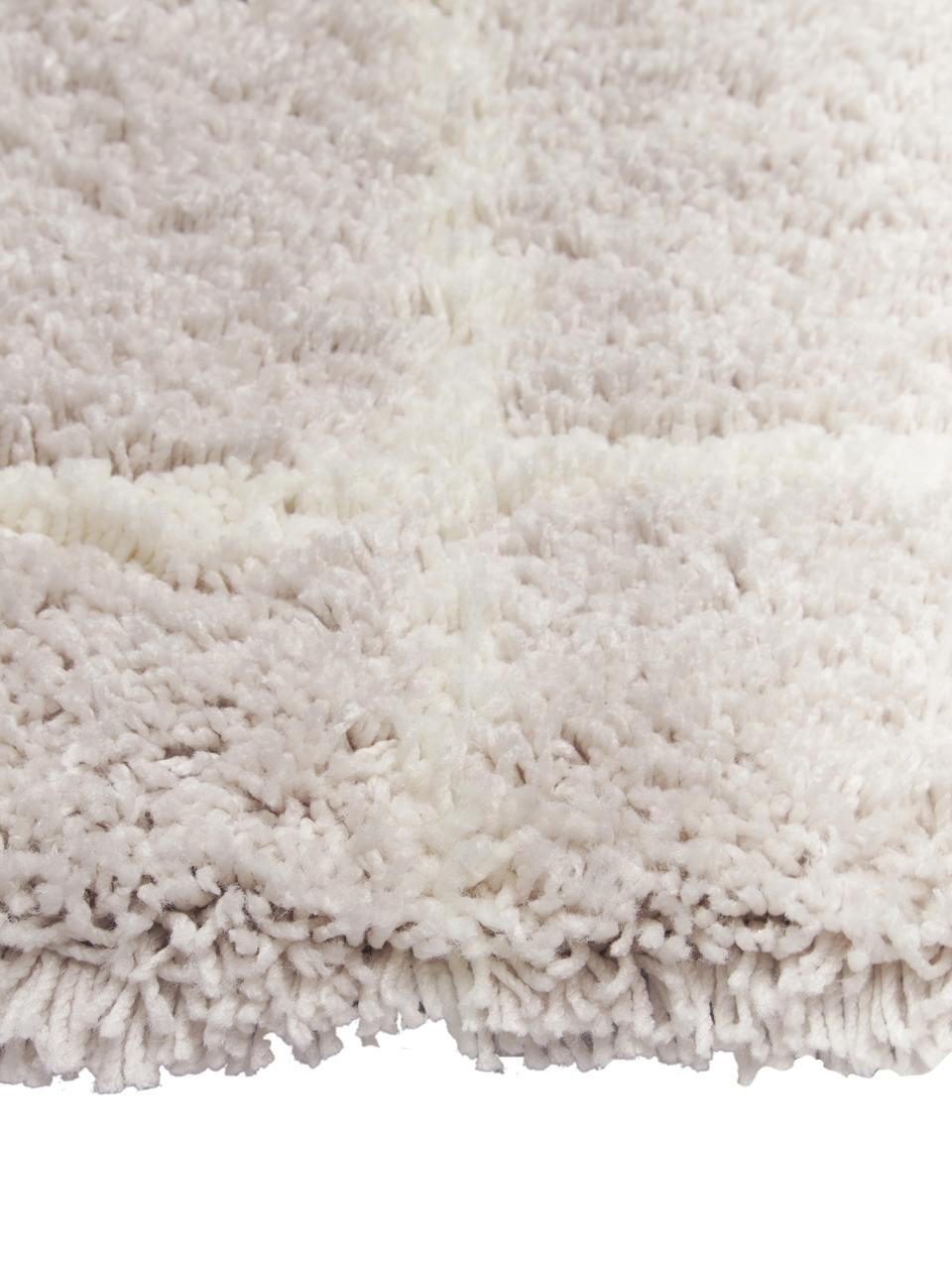 120x180 Fluffig matta med hög lugg - Beige/Gräddvit