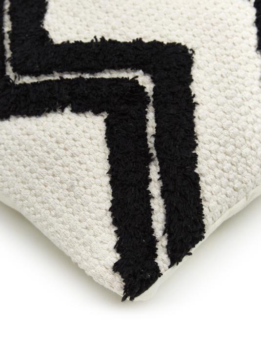 45x45 Kuddfodral med tuftat sicksackmönster - Gräddvit/Svart