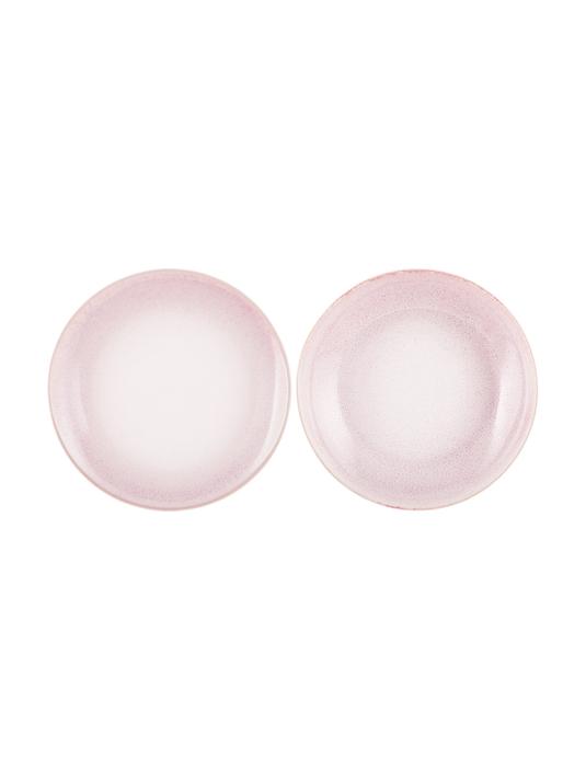 Set av 2 Tallrikar i porslin - Ljusrosa/Gräddvit