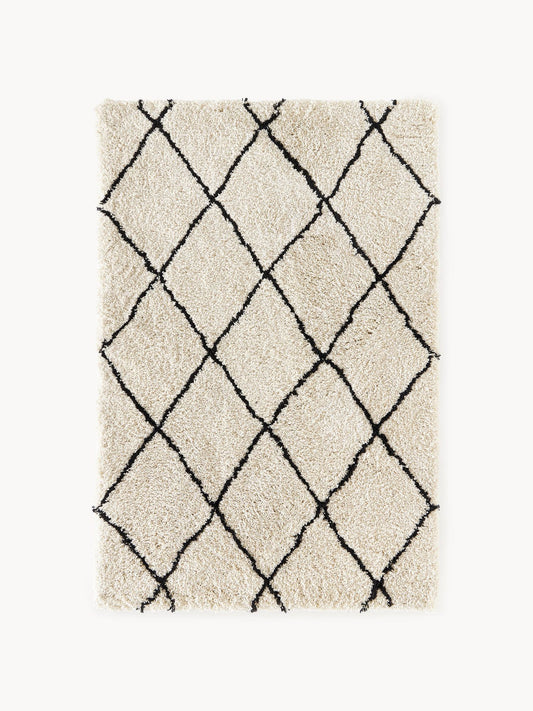 Fluffig högluggsmatta 120x180 - Beige/Svart