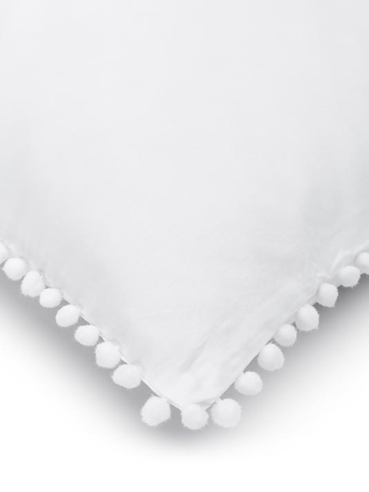 Sänglinne med pompoms - Vit
