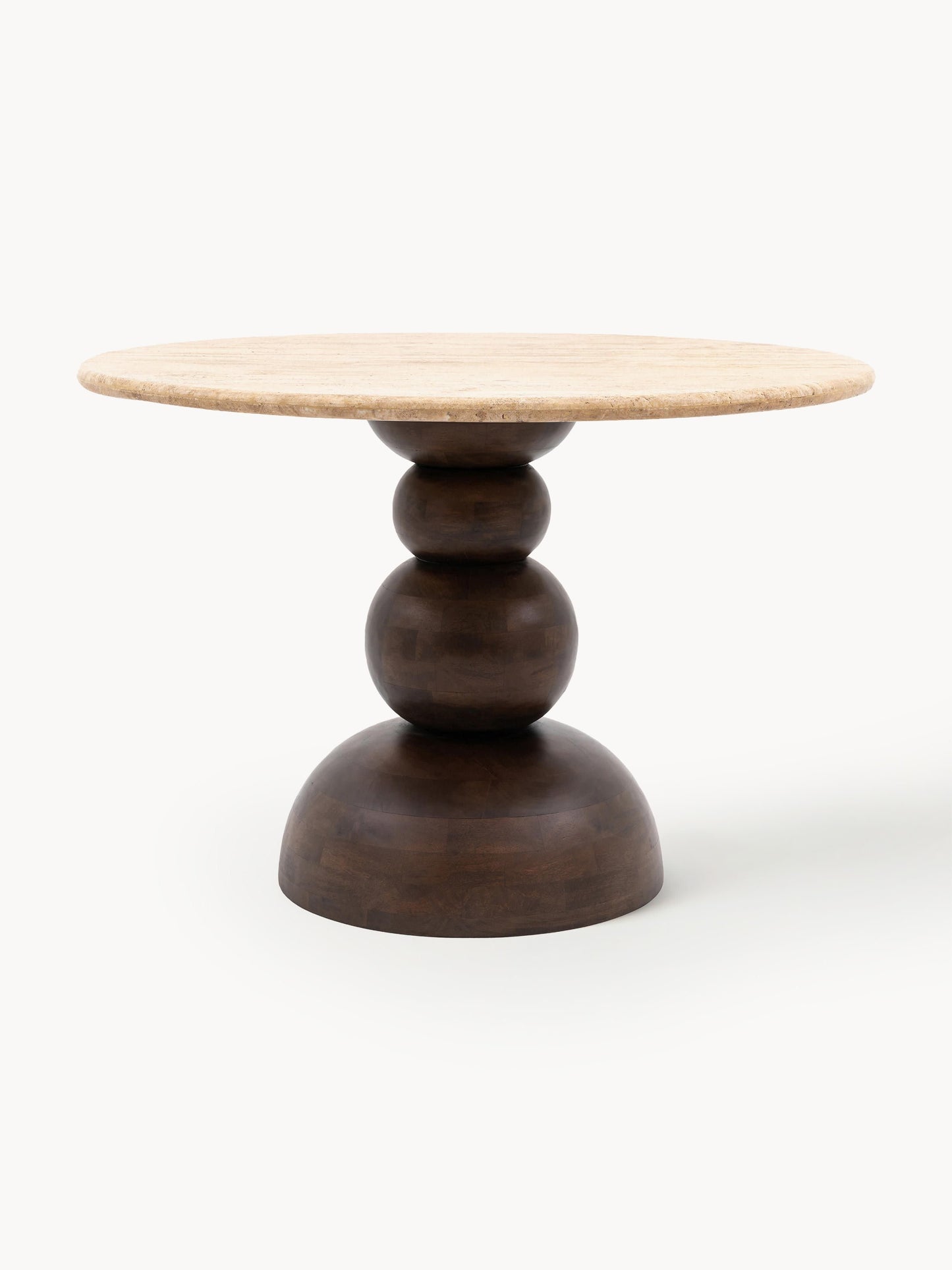 Runt matbord Sculpt med travertinskiva, Ø 110 cm