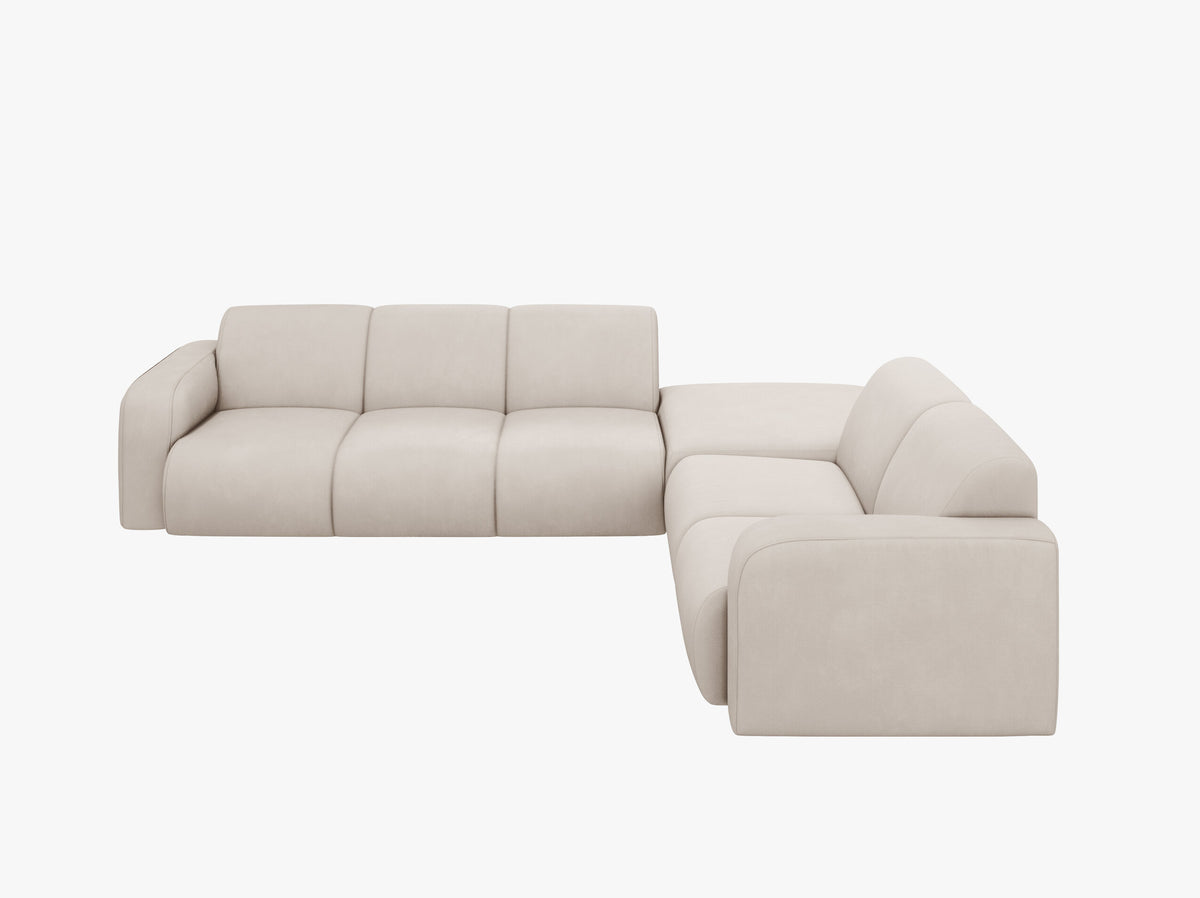 6-sits hörnsoffa Lola Ljus Beige & Svart Plast, högerhänt