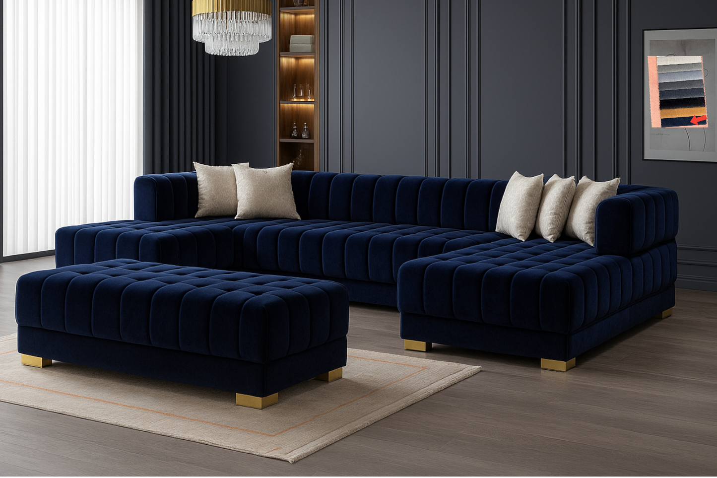 Ariana– U Soffa - Bäddsoffa genom tillägg av puff/pall