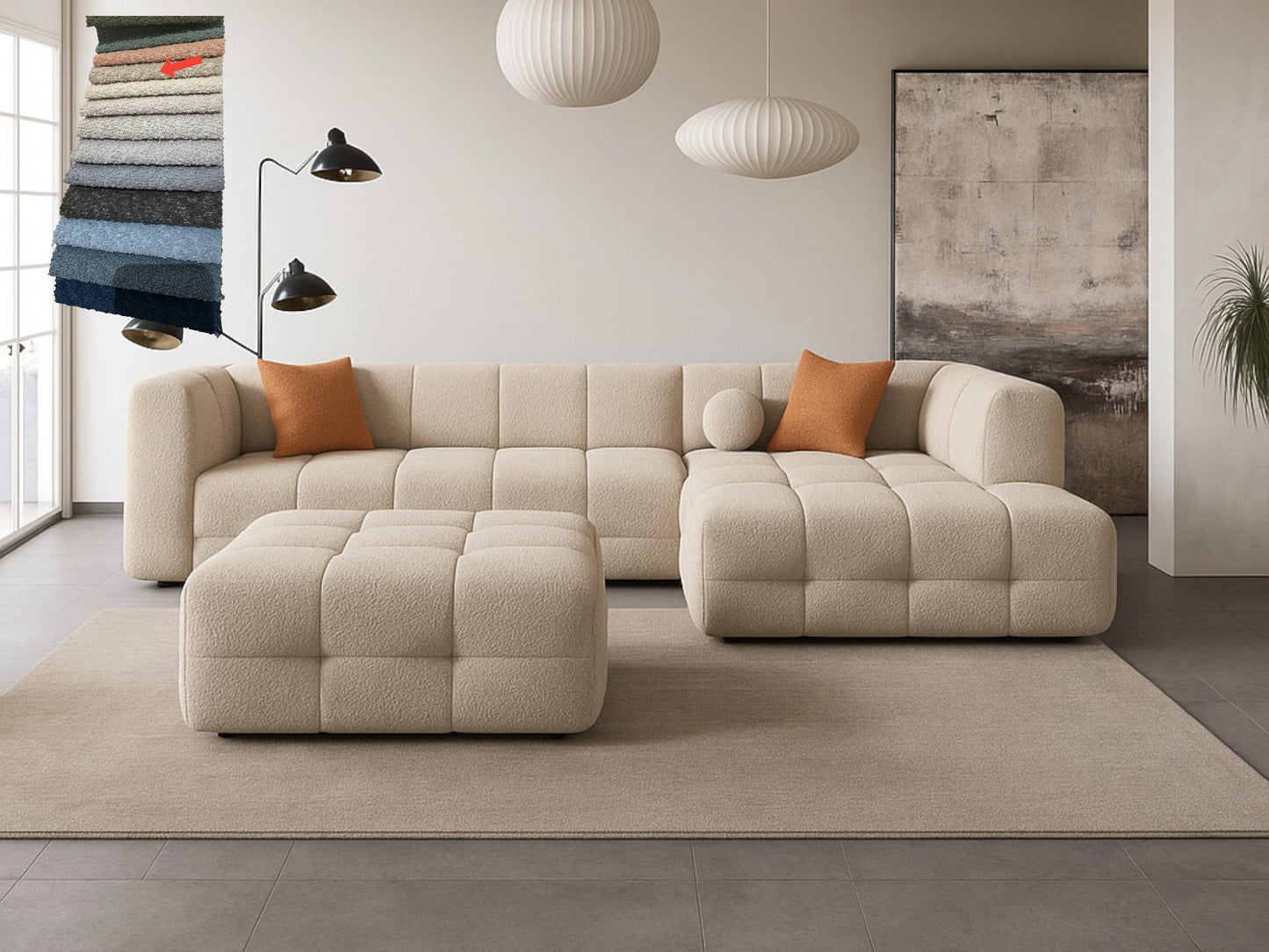 Soffserie Puffy - Välj mellan hörnsoffa, 3-sits, fåtölj eller fotpall
