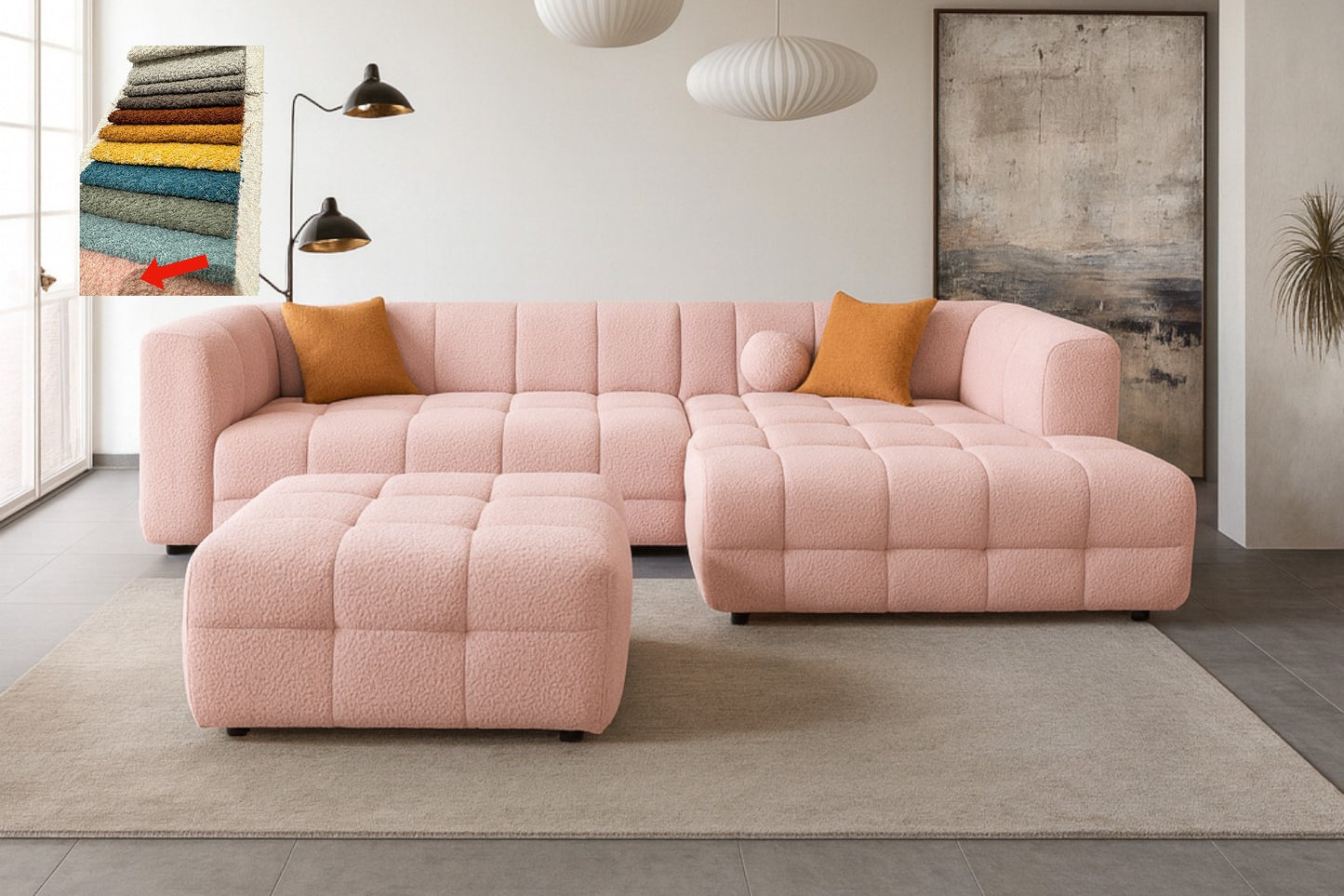 Soffserie Puffy - Välj mellan hörnsoffa, 3-sits, fåtölj eller fotpall