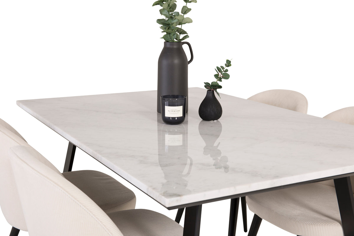 Estelle Matbord med Velvet Stolarna – Bord: 74,5x140x90 Stol: 57x76,5x50
