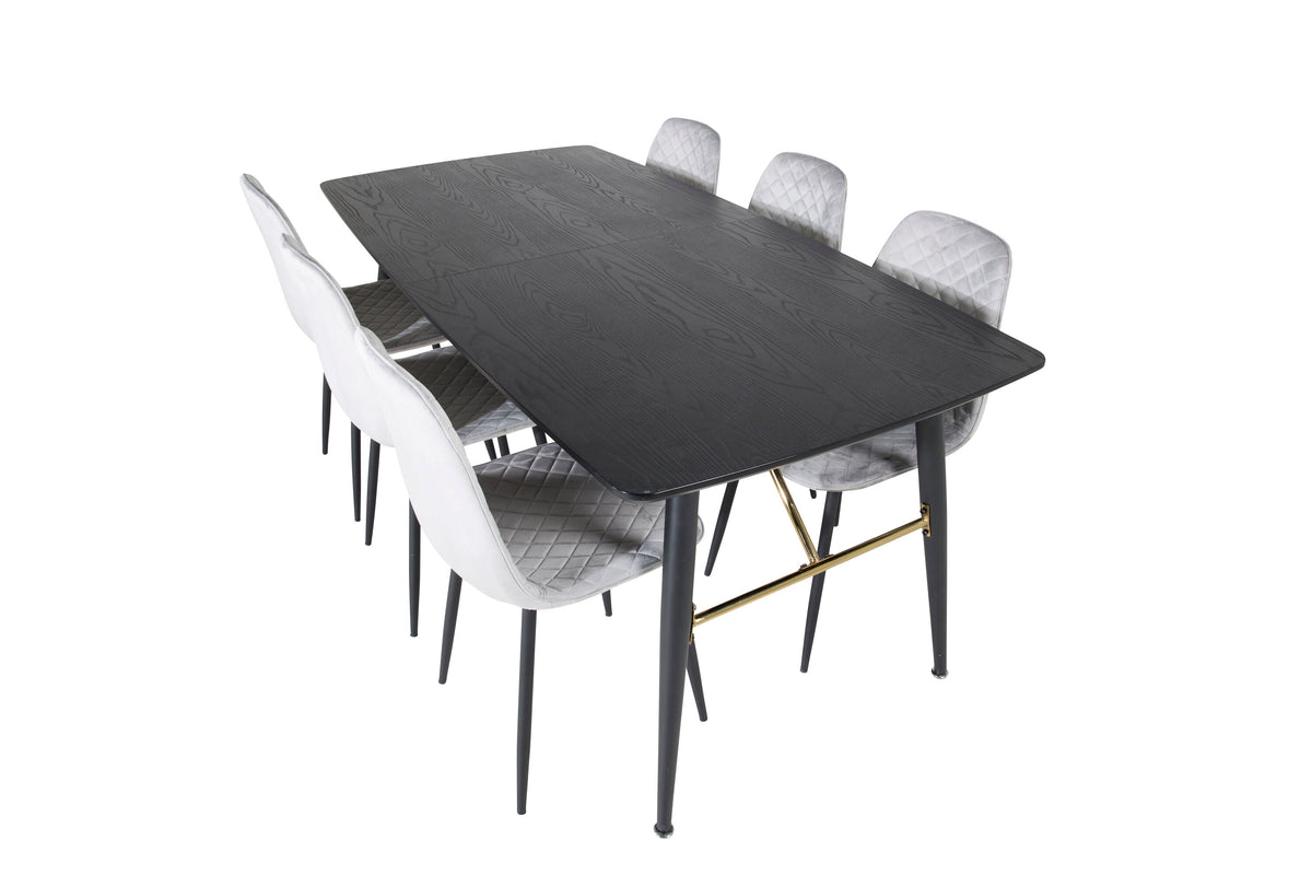Gold Matbord med Polar Stolarna – Bord: 76x180x85 Stol: 52x86x44