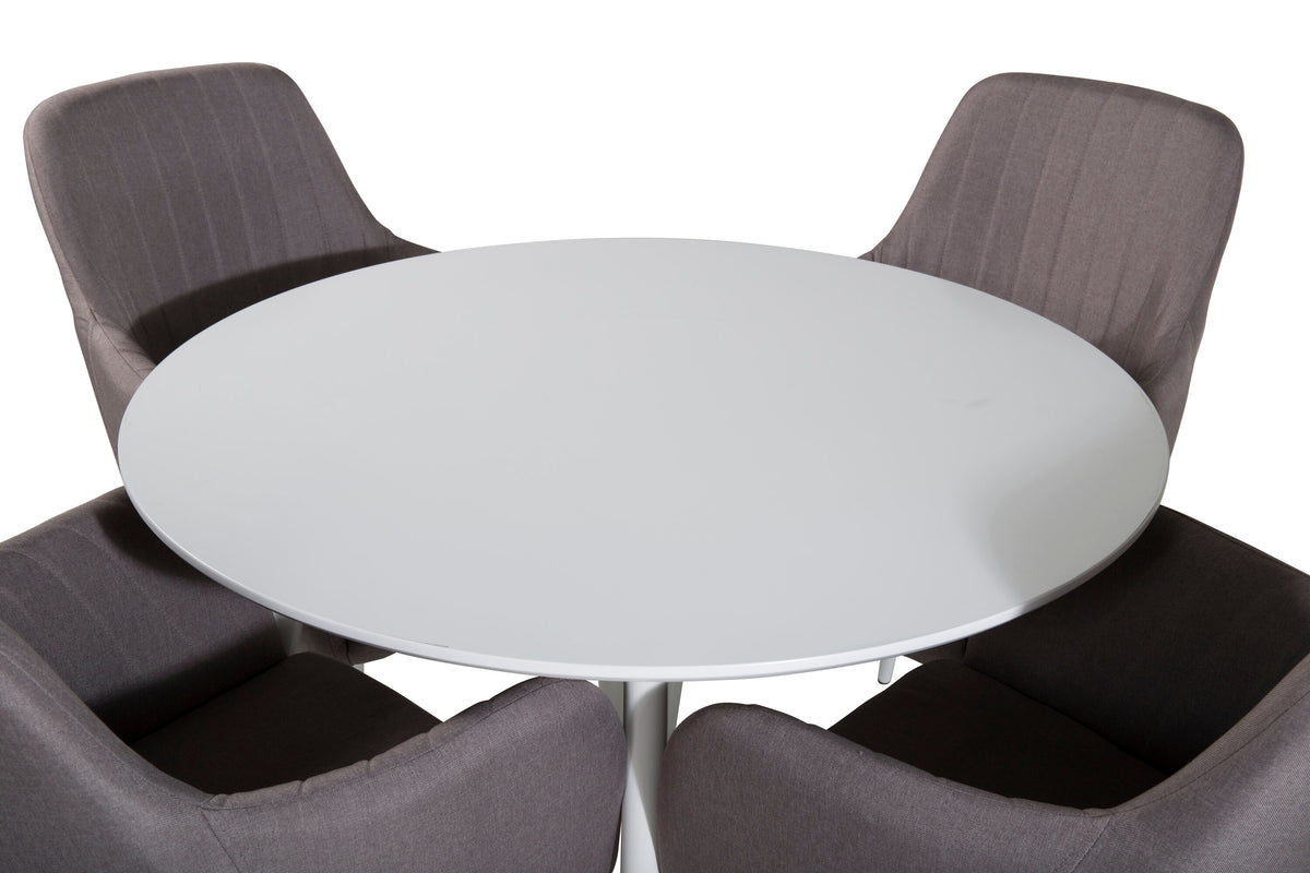 Plaza Matbord med Comfort Stolarna – Bord: ⌀100 Stol: 62x93x57