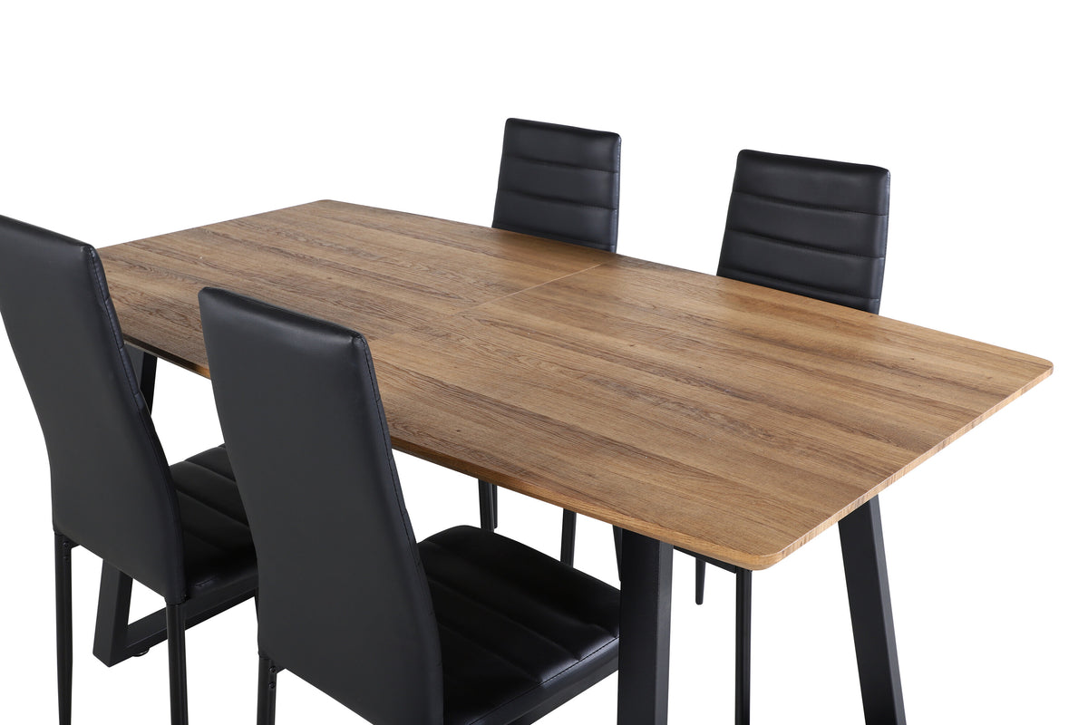 Inca Matbord med Slim Stolarna – Bord: 75,5x160x85 Stol: 48x98x42