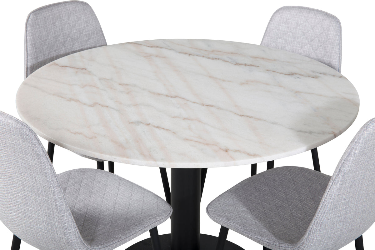 Estelle Matbord med Polar Stolarna – Bord: ⌀106 Stol: 52x86x44