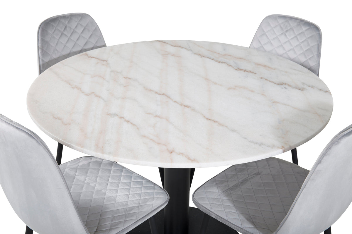 Estelle Matbord med Polar Stolarna – Bord: ⌀106 Stol: 52x86x44