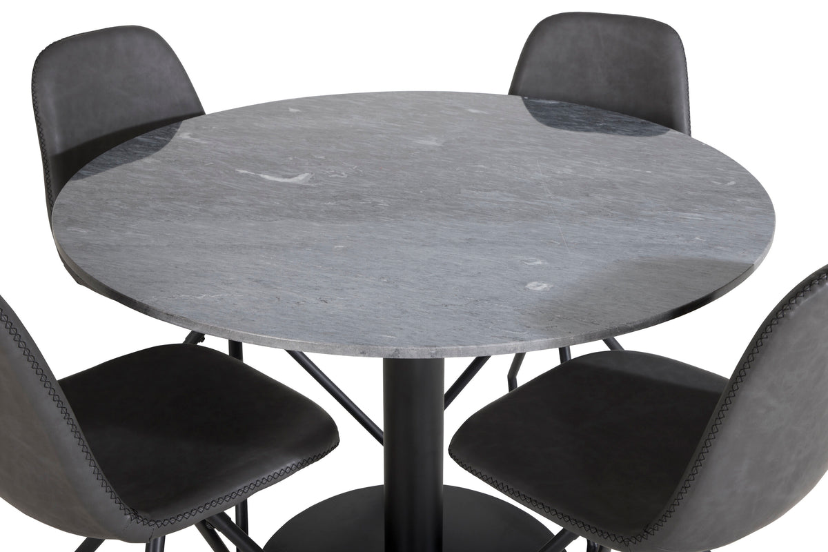 Estelle Matbord med Polar Stolarna – Bord: ⌀106 Stol: 54x88x44