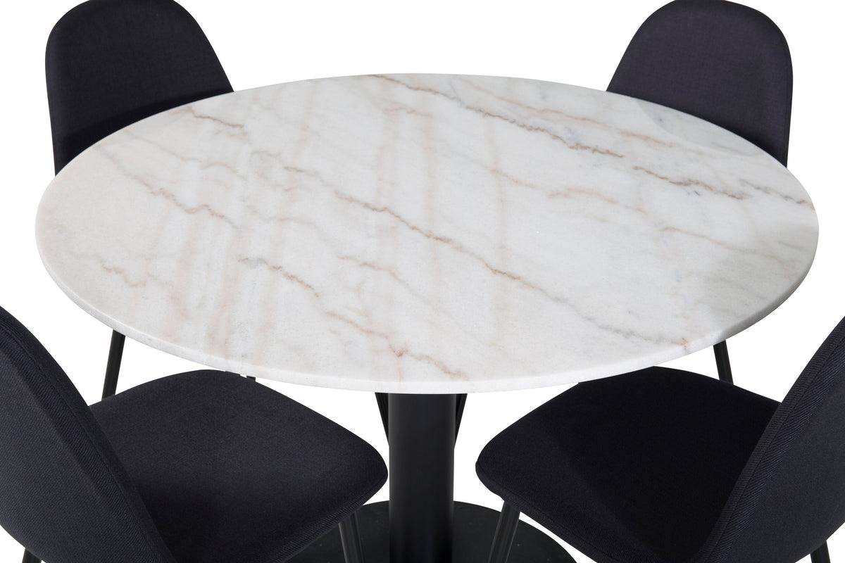 Estelle Matbord med Polar Stolarna – Bord: ⌀106 Stol: 53x87x44