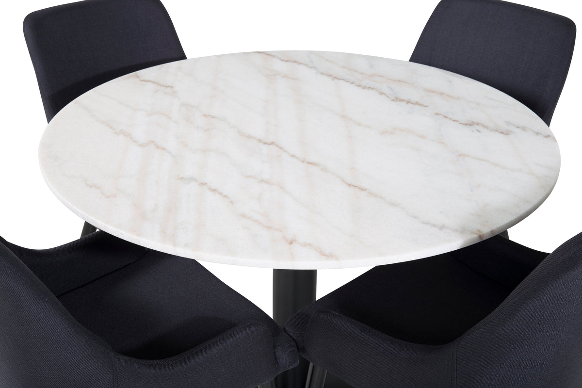 Estelle Matbord med Plaza Stolarna – Bord: ⌀106 Stol: 58x86x49