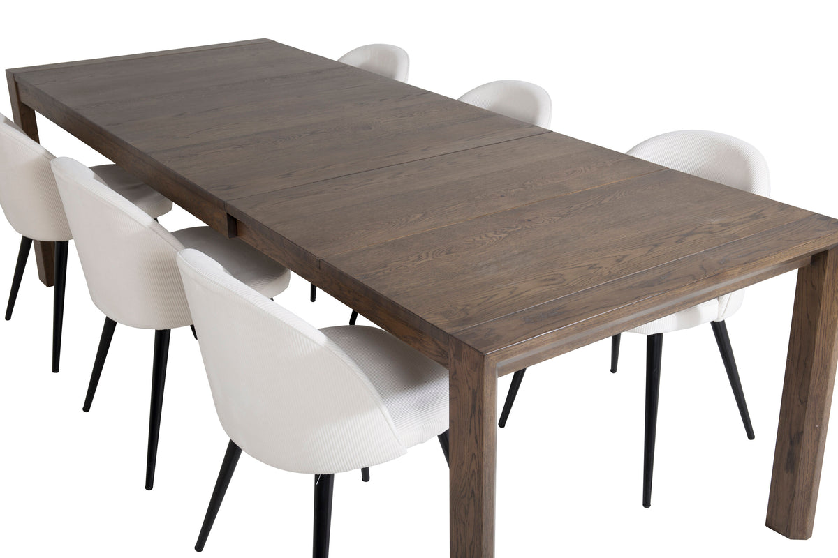 Slider Matbord med Velvet Stolarna – Bord: 75x170x95 Stol: 57x76,5x50