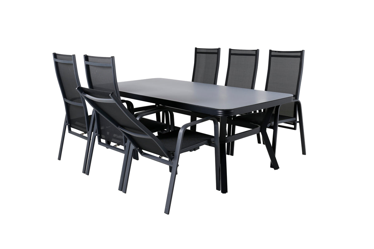 Virya Matbord med Copacabana Stolarna – Bord: 74x200x100 Stol: 65x110x56,5