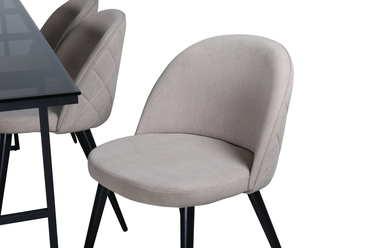 Leif Matbord med Velvet Stolarna – Bord: 74x200x90 Stol: 57x76,5x50