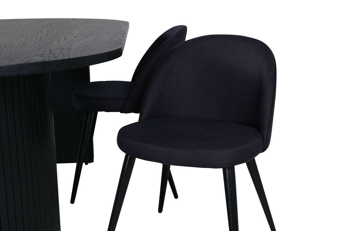 Bianca Matbord med Velvet Stolarna – Bord: 75x200x90 Stol: 57x76,5x50