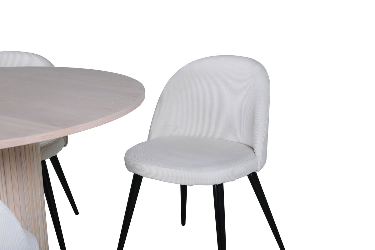 Bianca Matbord med Velvet Stolarna – Bord: ⌀110 Stol: 57x76,5x50