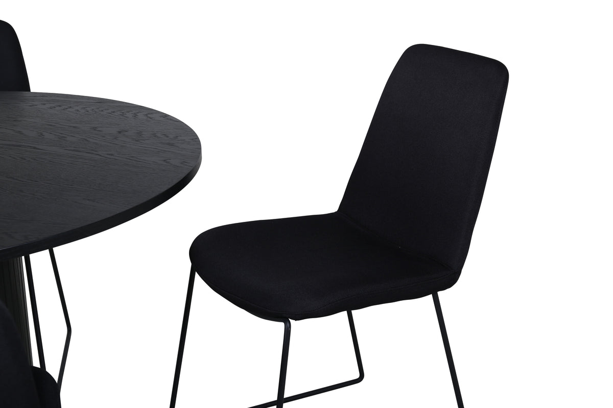 Bianca Matbord med Muce Stolarna – Bord: ⌀110 Stol: 63x84x43