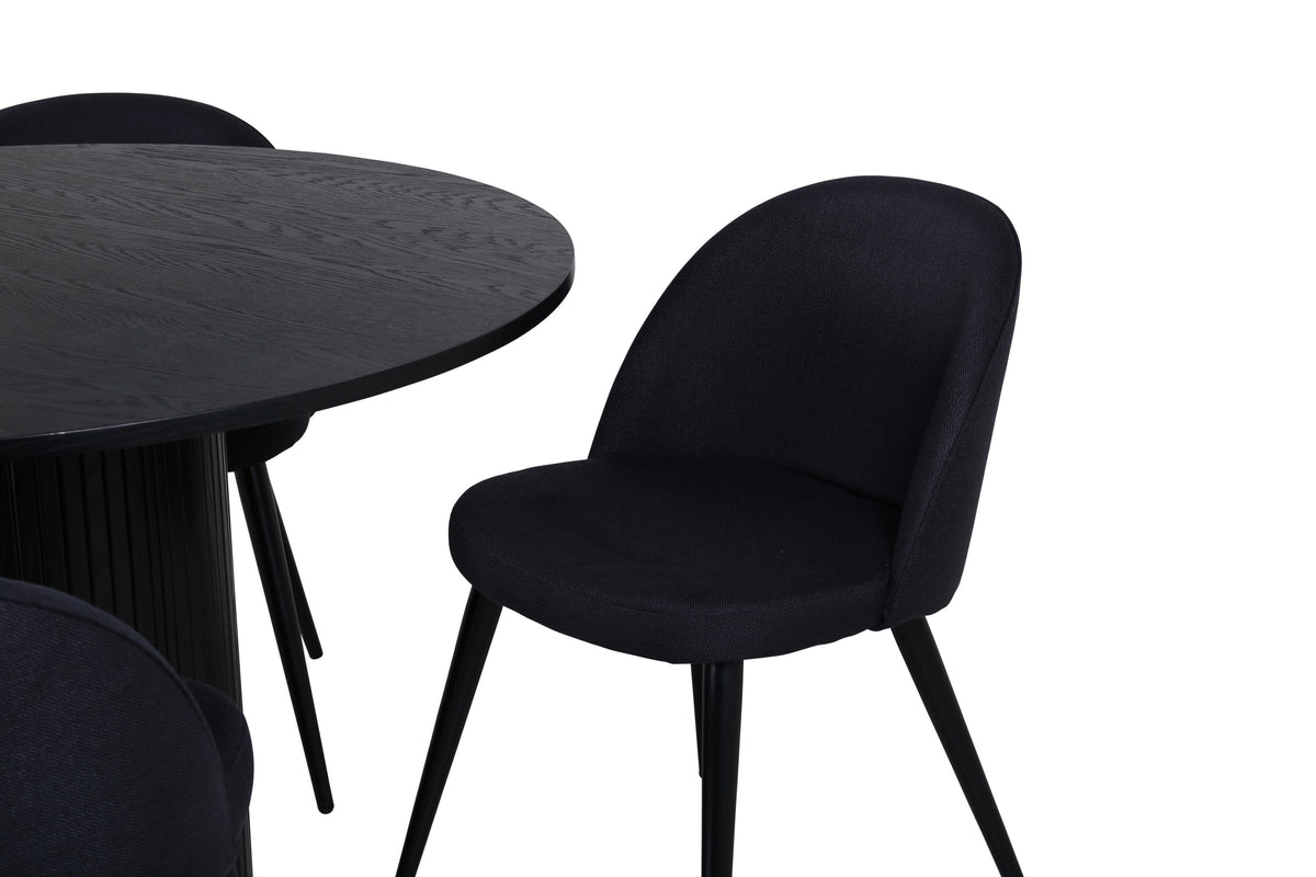 Bianca Matbord med Velvet Stolarna – Bord: ⌀110 Stol: 57x76,5x50