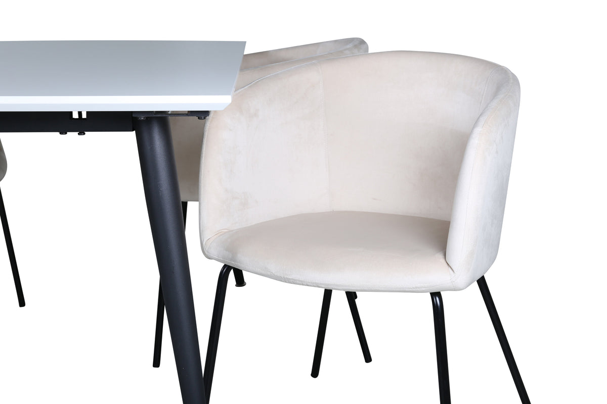 Jimmy Matbord med Berit Stolarna – Bord: 76x150x90 Stol: 55x78x55