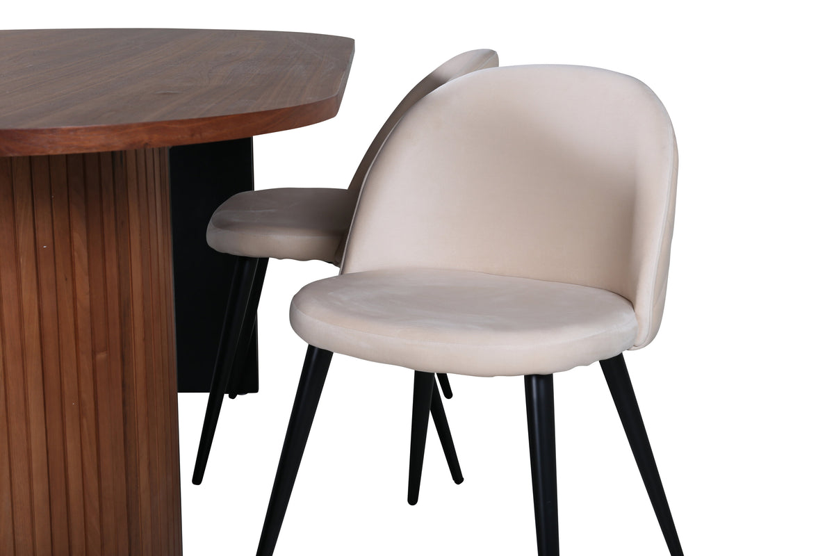 Bianca Matbord med Velvet Stolarna – Bord: 52x200x90 Stol: 57x76,5x50