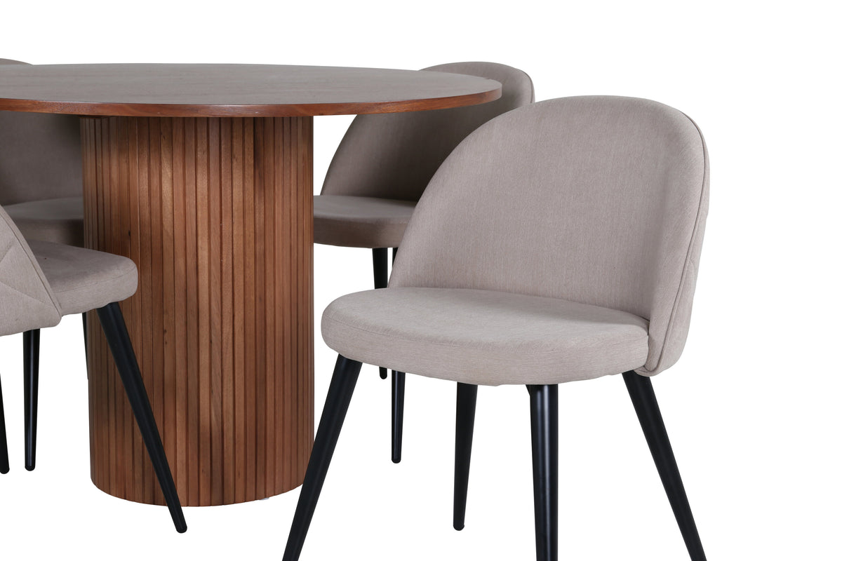 Bianca Matbord med Velvet Stolarna – Bord: ⌀110 Stol: 57x76,5x50