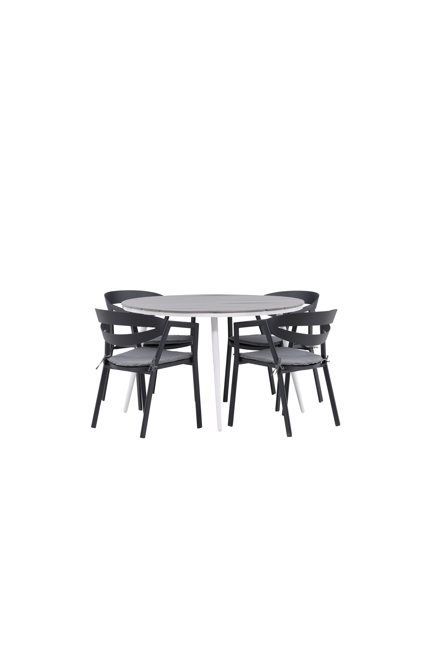 Break Matbord med Slit Stolarna – Bord: ⌀120 Stol: 62x76x59