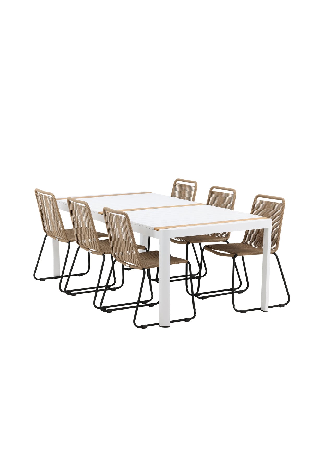 Togo Matbord med Lindos Stolarna – Bord: 75x200x100 Stol: 59x86x57