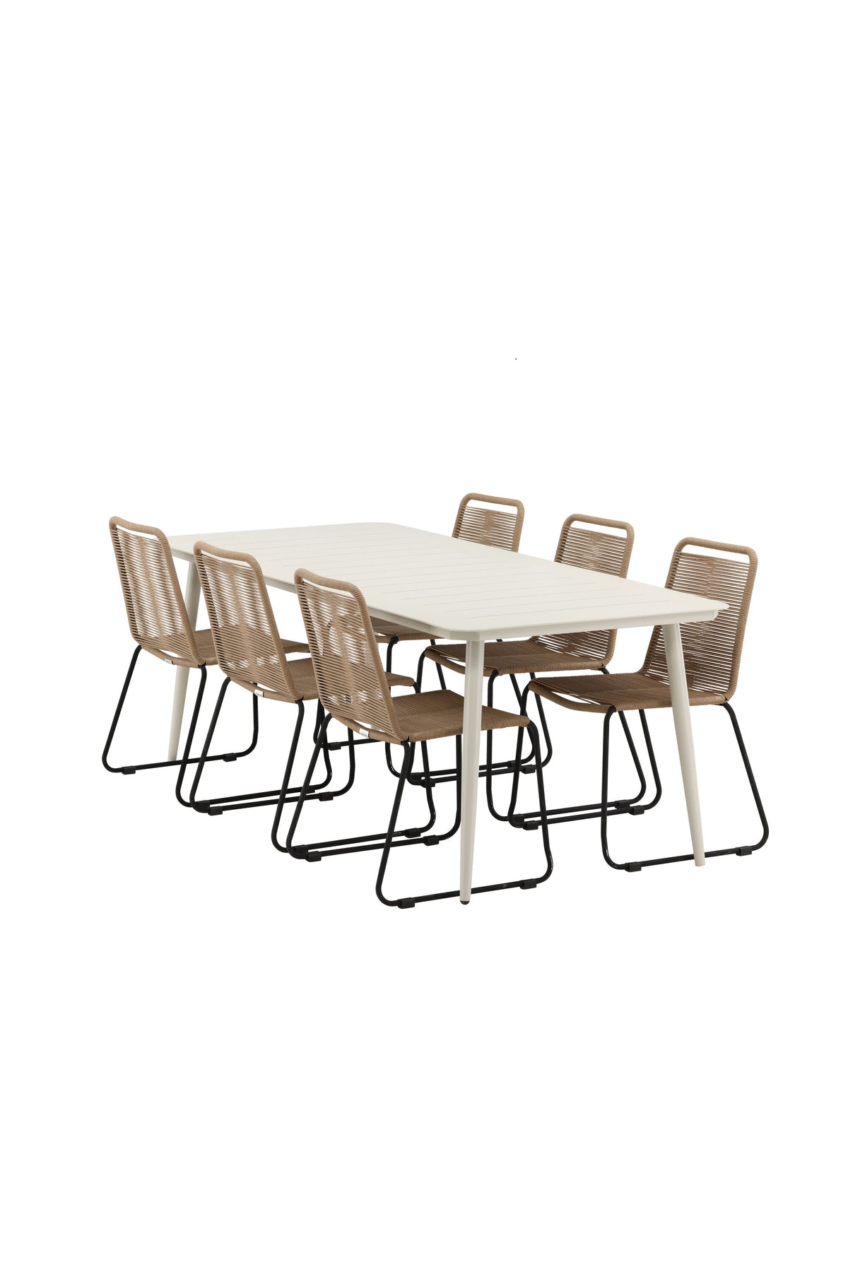 Lina Matbord med Lindos Stolarna – Bord: 75x200x90 Stol: 59x86x57