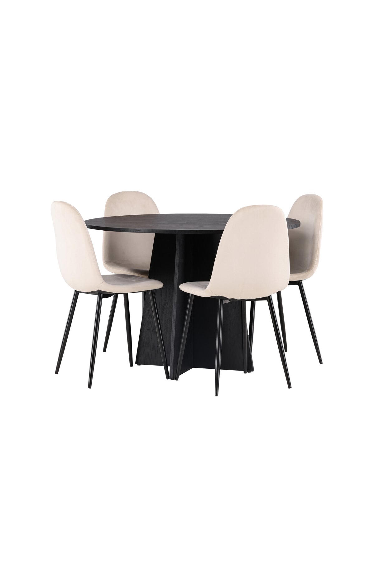Bootcut Matbord med Polar Stolarna – Bord: ⌀110 Stol: 53,3x88x42,5