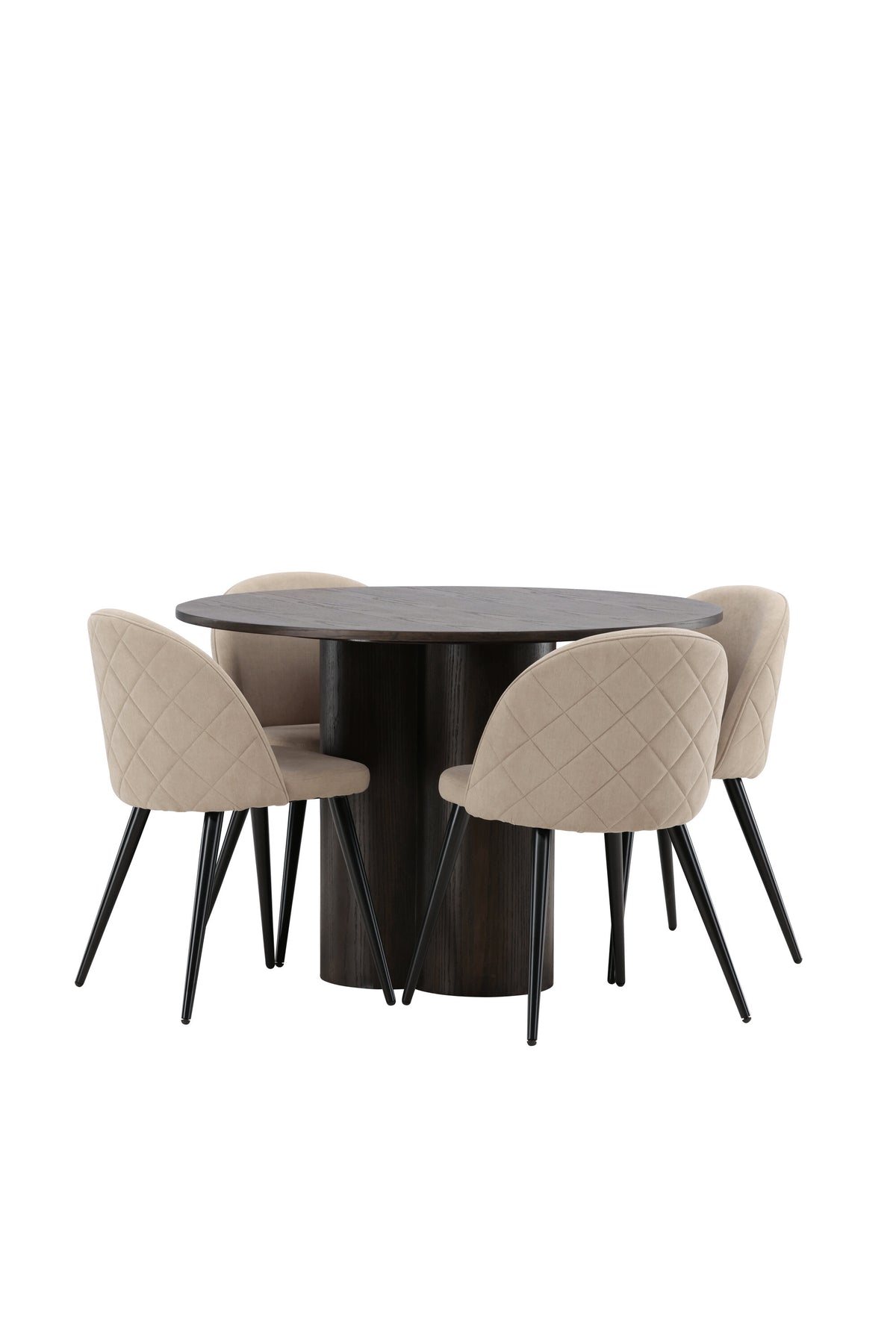 Olivia Matbord med Velvet Stolarna – Bord: ⌀110 Stol: 57x76,5x50